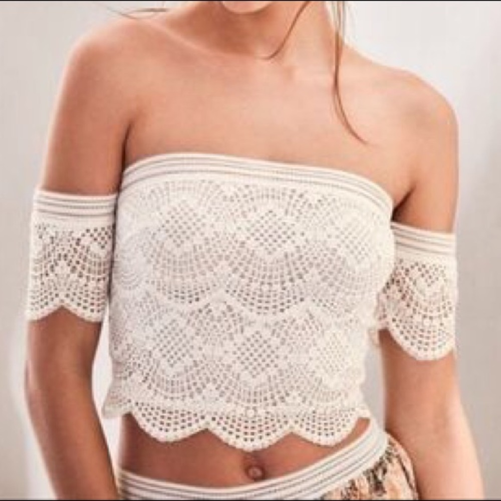 NEW VS White Lace Crop Bralette XS